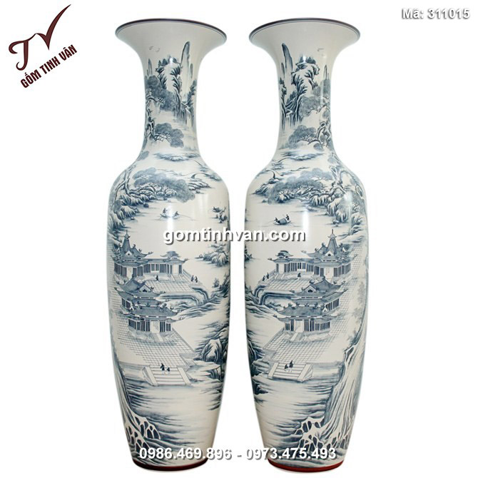 Lọ lộc bình Sơn Thủy Hữu Tình hàng kỹ trơn cao 1.6m - 311015