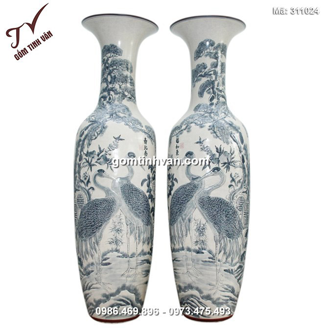 Lọ lọc bình song hạc nổi cao 1.6m men rạn cổ - 311024