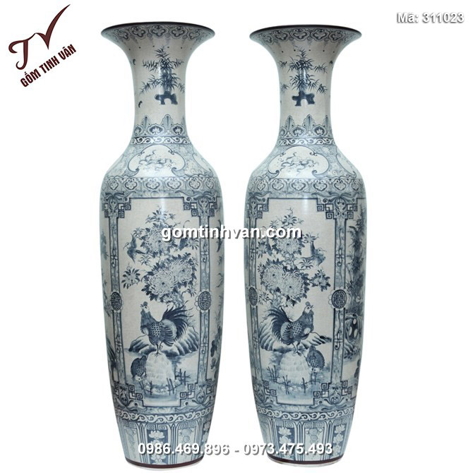 Lọ lộc bình tứ cảnh - cao 1m85 men rạn - 311023