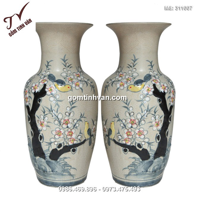 Tiểu lộc bình vẽ chim hoa - cao 42cm - 311007