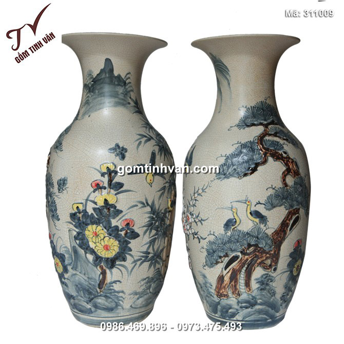Tiểu lộc bình vẽ tứ cảnh - cao 53cm - 311009