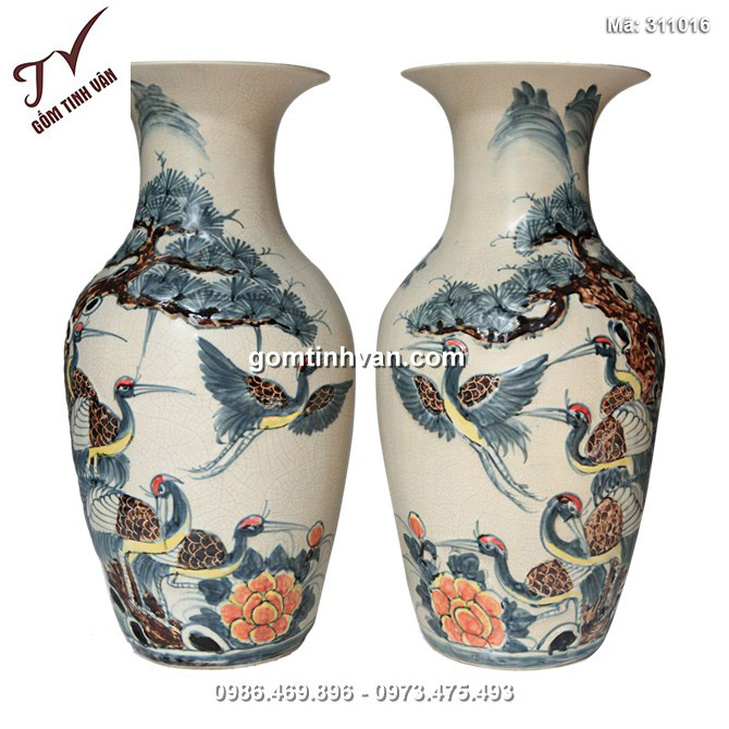 Tiểu lộc bình vẽ tùng hạc - cao 48cm - 311016