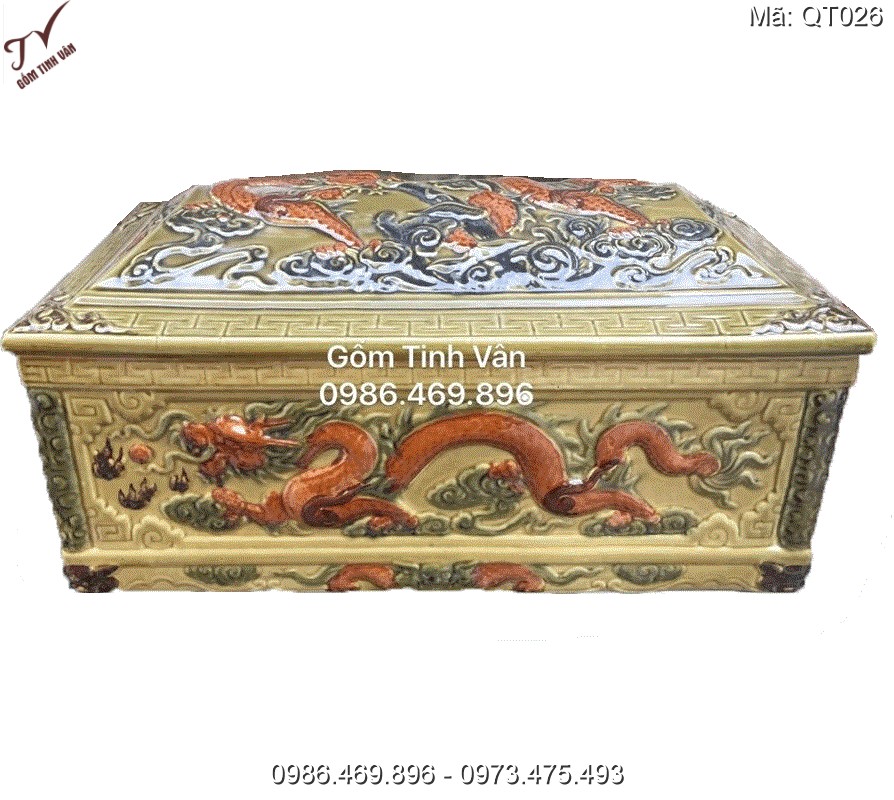 Quách tiểu vẽ rồng cao cấp gốm sứ bát tràng - QT026