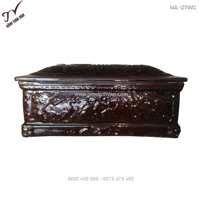 Quách tiểu bằng sứ màu đỏ nâu - QT002