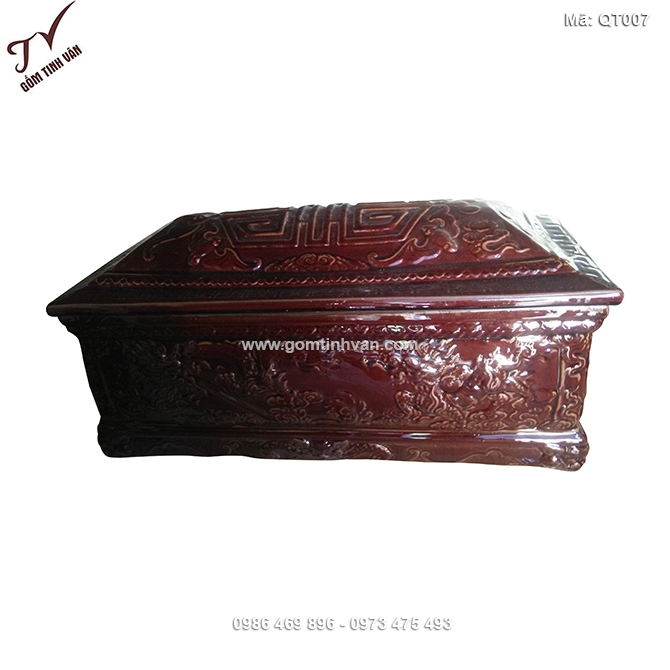 Quách tiểu bằng sứ màu đỏ nâu - QT007