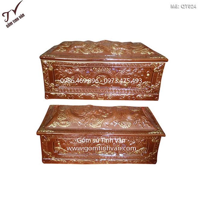 Quách tiểu bằng sứ màu nâu - QT024