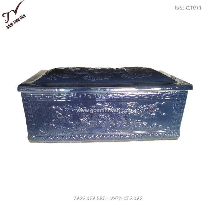 Quách tiểu bằng sứ màu xanh đen - QT011