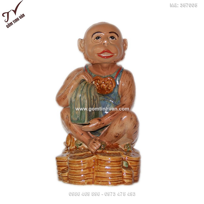 Tượng khỉ dâng ấn cao 27cm - 357005