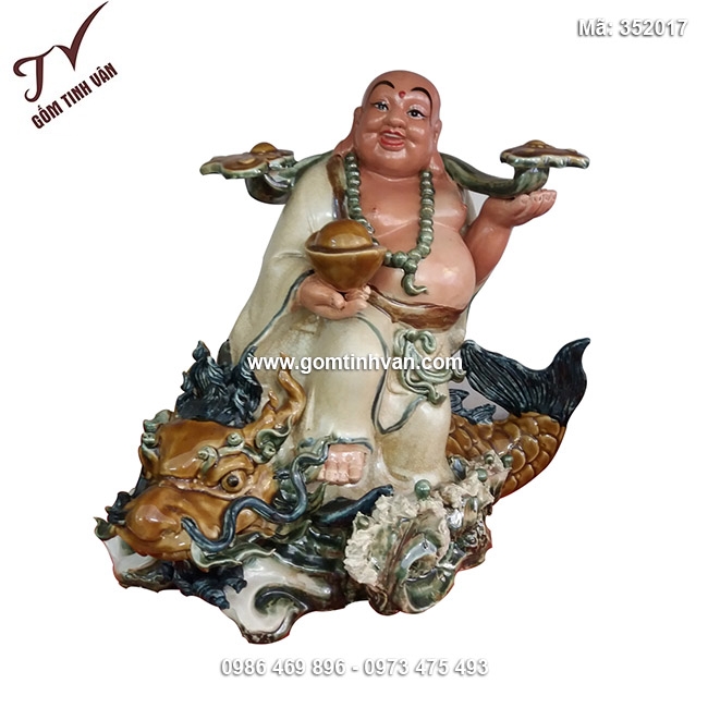 Tượng Di Lặc cưỡi rồng cao 50cm - 352017