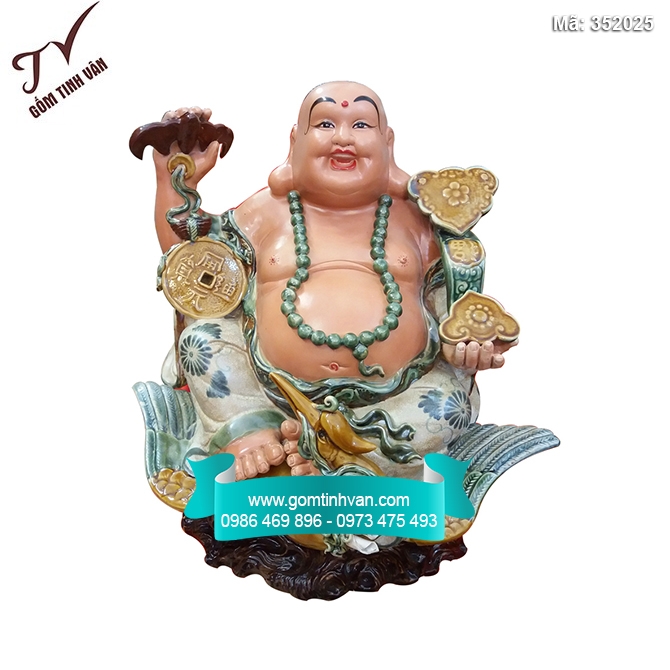 Tượng Di Lặc cưỡi hạc cao 58cm - 352025