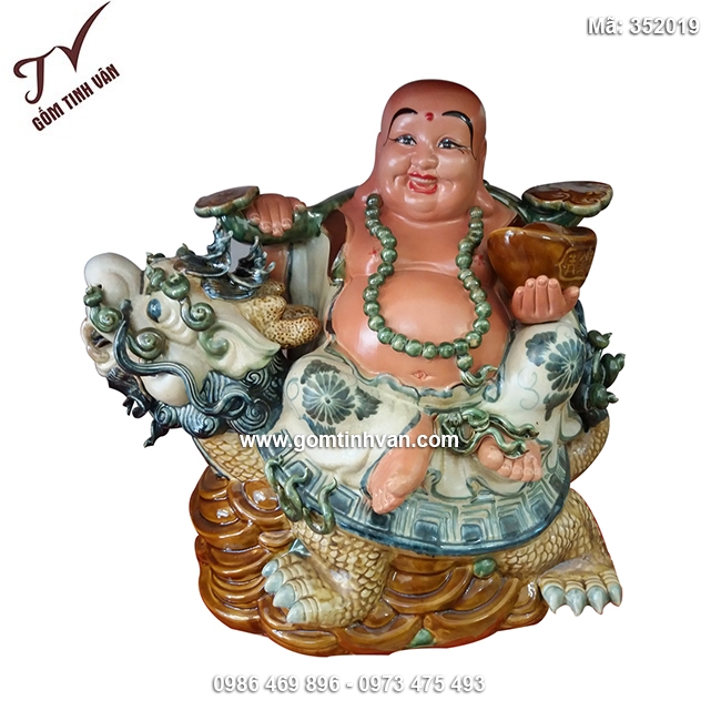 Tượng Di Lặc cưỡi long quy cao 52cm - 352019