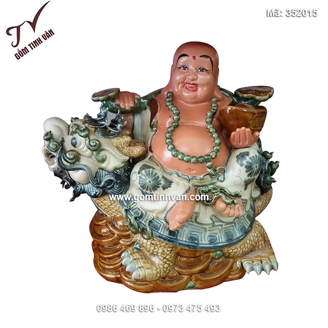 Tượng Di Lặc cưỡi long quy cao 52cm - 352015