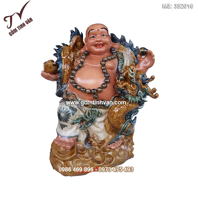 Tượng Di Lặc cưỡi rồng cao 50cm - 352016