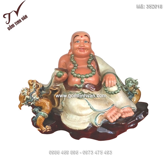 Tượng Di Lặc cưỡi rồng tay cầm long châu cao 35cm - 352018