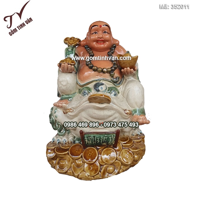 Tượng Di Lặc cưỡi thiềm thừa cao 46cm - 352011