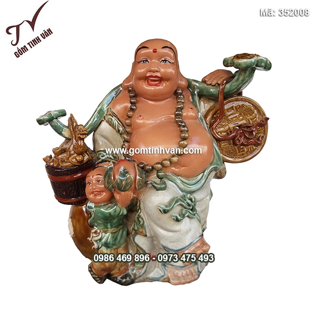 Tượng Di Lặc gánh tiền cao 48cm - 352008