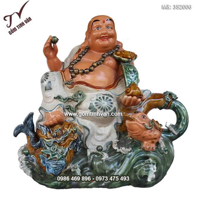 Tượng Di Lặc vượt biển cao 44cm - 352006