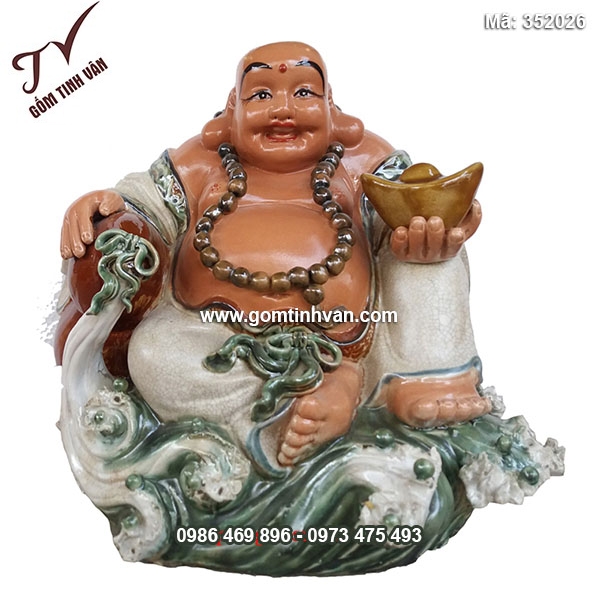 Tượng Di Lặc vượt sóng cao 44cm - 352026