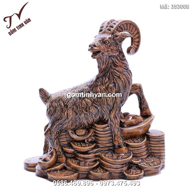 Dê sứ Tài Lộc - men da lươn - cao 28 cm - dài 25 cm - 353008