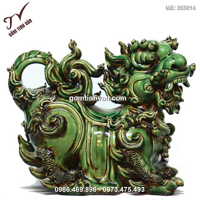 1 con Nghê ngồi - men xanh ngọc - cao 35 cm - dài 45 cm - 353014