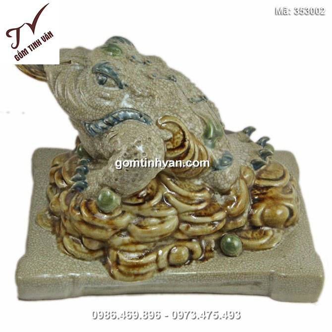 Tượng Cóc thần tài - men rạn cổ - cao 17cm - dài 23cm - 353002