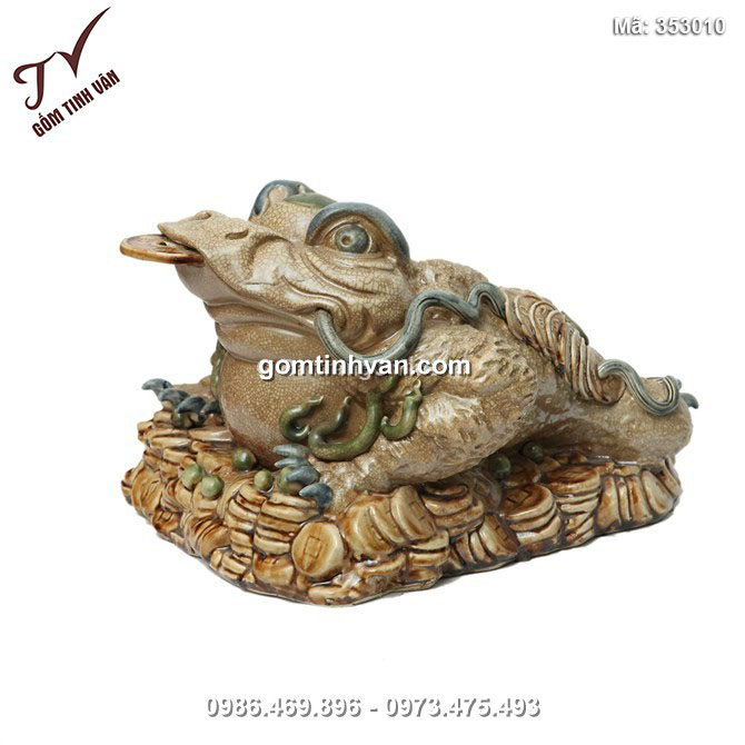 Tượng Cóc thần tài - men rạn cổ - cao 25cm - 353010