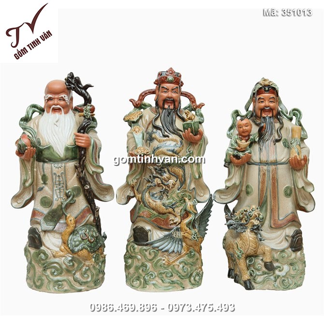 Tượng Tam Đa Tứ Linh Hội Tụ - Cao 85cm, rộng 35cm - 351013