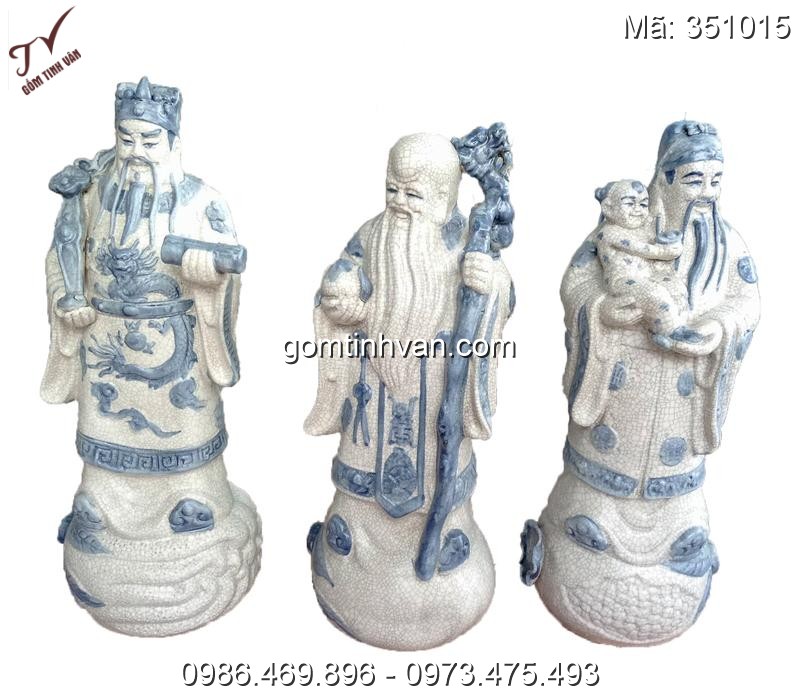 Tượng phúc lộc thọ men rạn gốm sứ bát tràng cao 40m - 351015