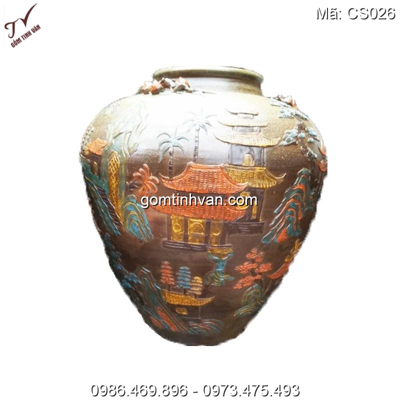 Chum sành hoa văn đắp nổi gốm sứ bát tràng - CS026
