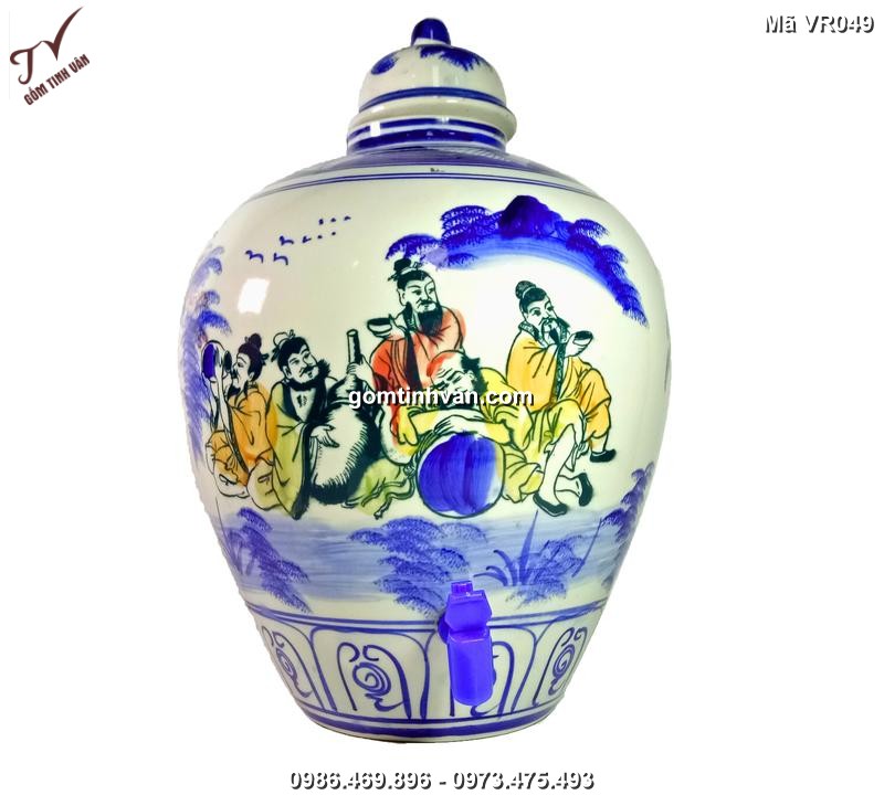 Vò rượu hoa văn gốm sứ bát tràng - 20 lít - VR049