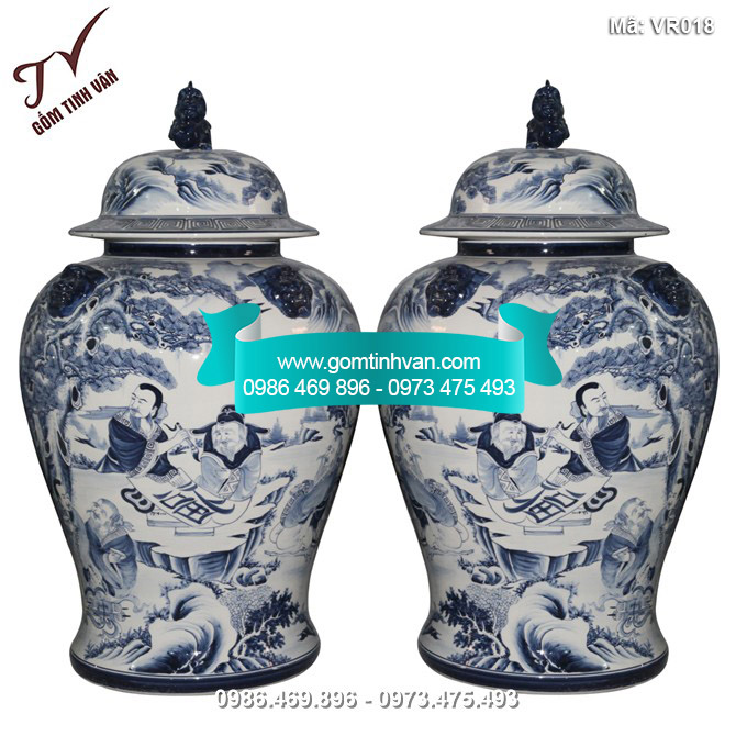 Chóe đựng rượu vẽ ông lão đánh cờ 120l - VR018