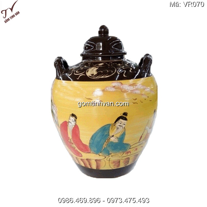 Vò rượu hoa văn gốm sứ bát tràng 20lit - VR070