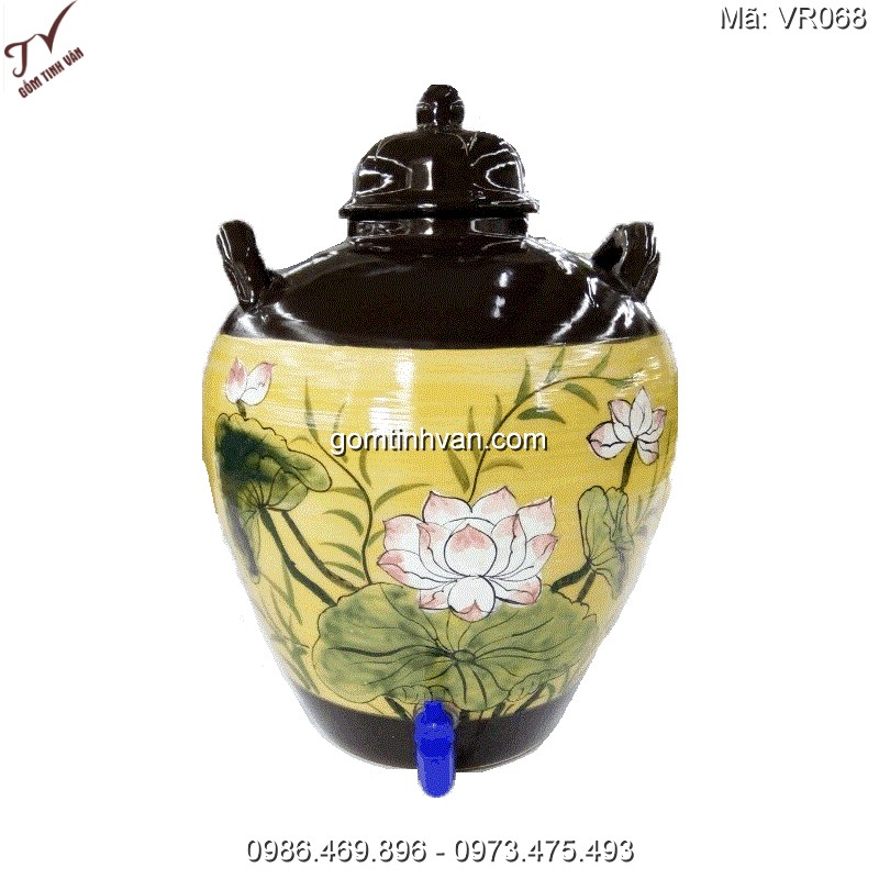Vò rượu hoa văn gốm sứ bát tràng 20lit - VR068
