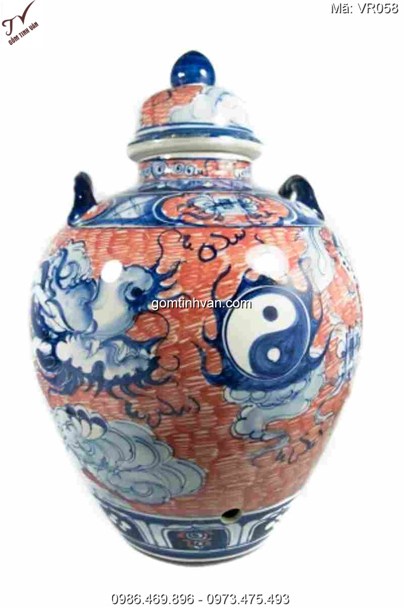 Vò rượu hoa văn gốm sứ bát tràng 20lit - VR058