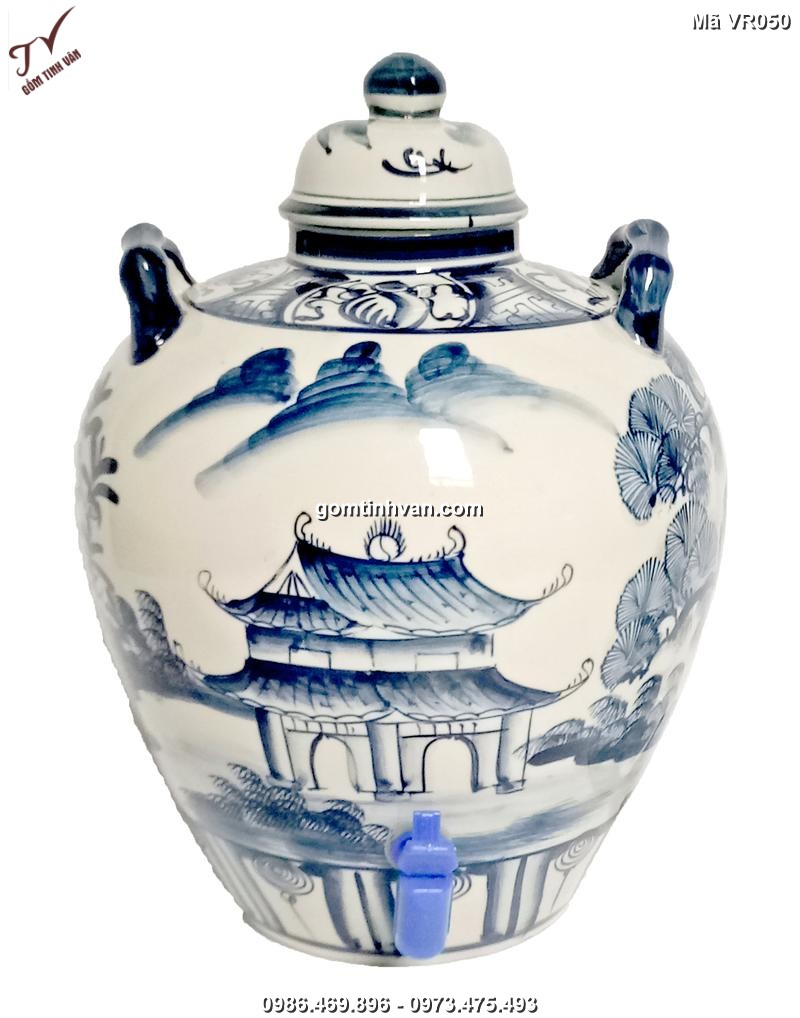 Vò rượu hoa văn gốm sứ bát tràng - 20 lít - VR050