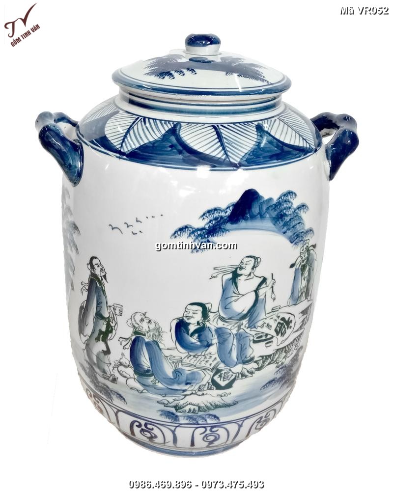 Vò rượu hoa văn gốm sứ bát tràng - 30 lít - VR052