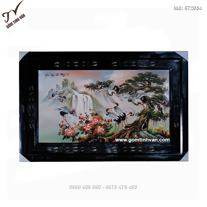 Tranh sứ phú quý cát tường 64cmx98cm - 572034