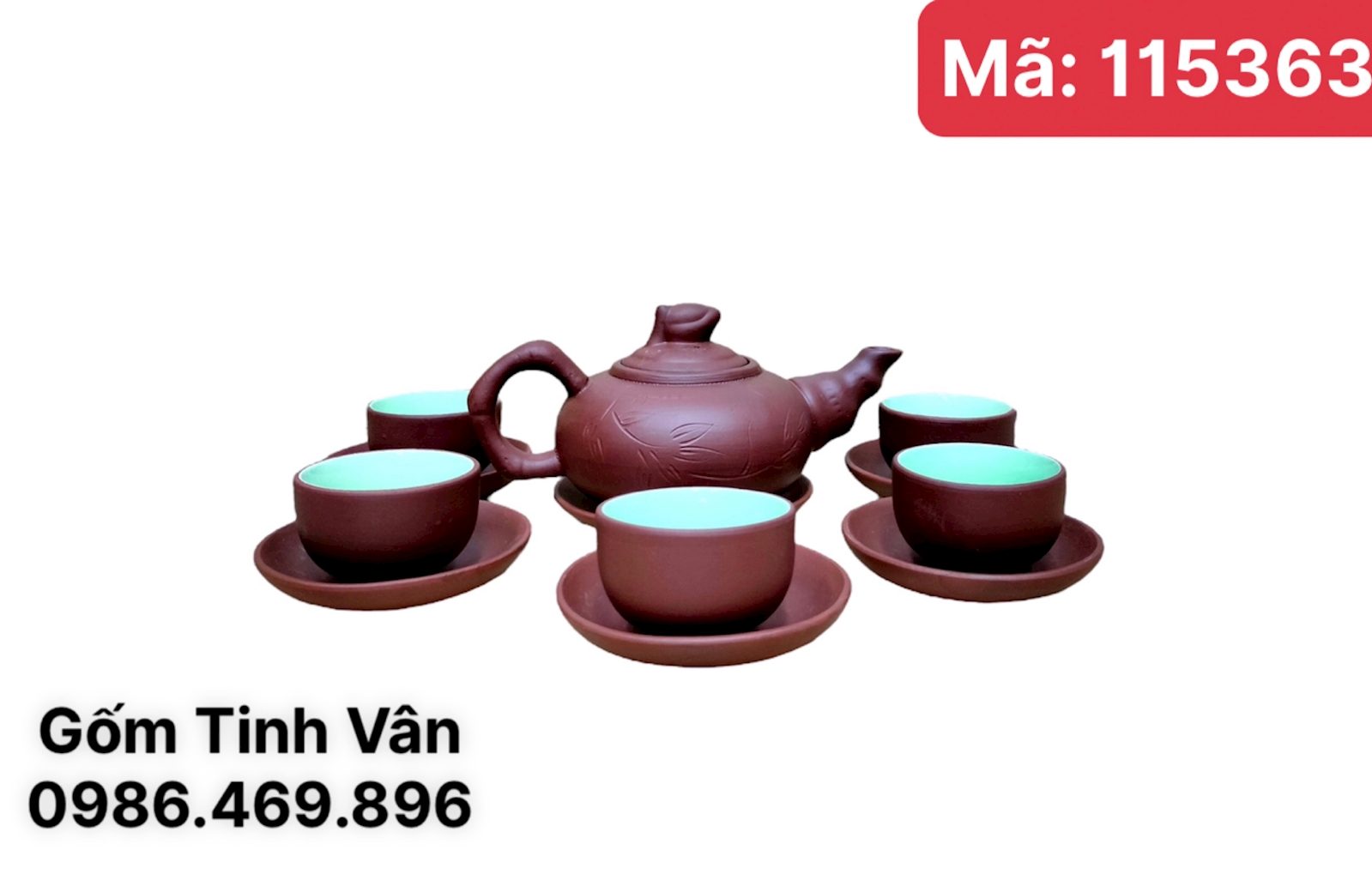 Bộ bình trà gốm tử sa trúc đào nâu đỏ, mã 115363, dung tich 400ml, bát tràng tinh vân