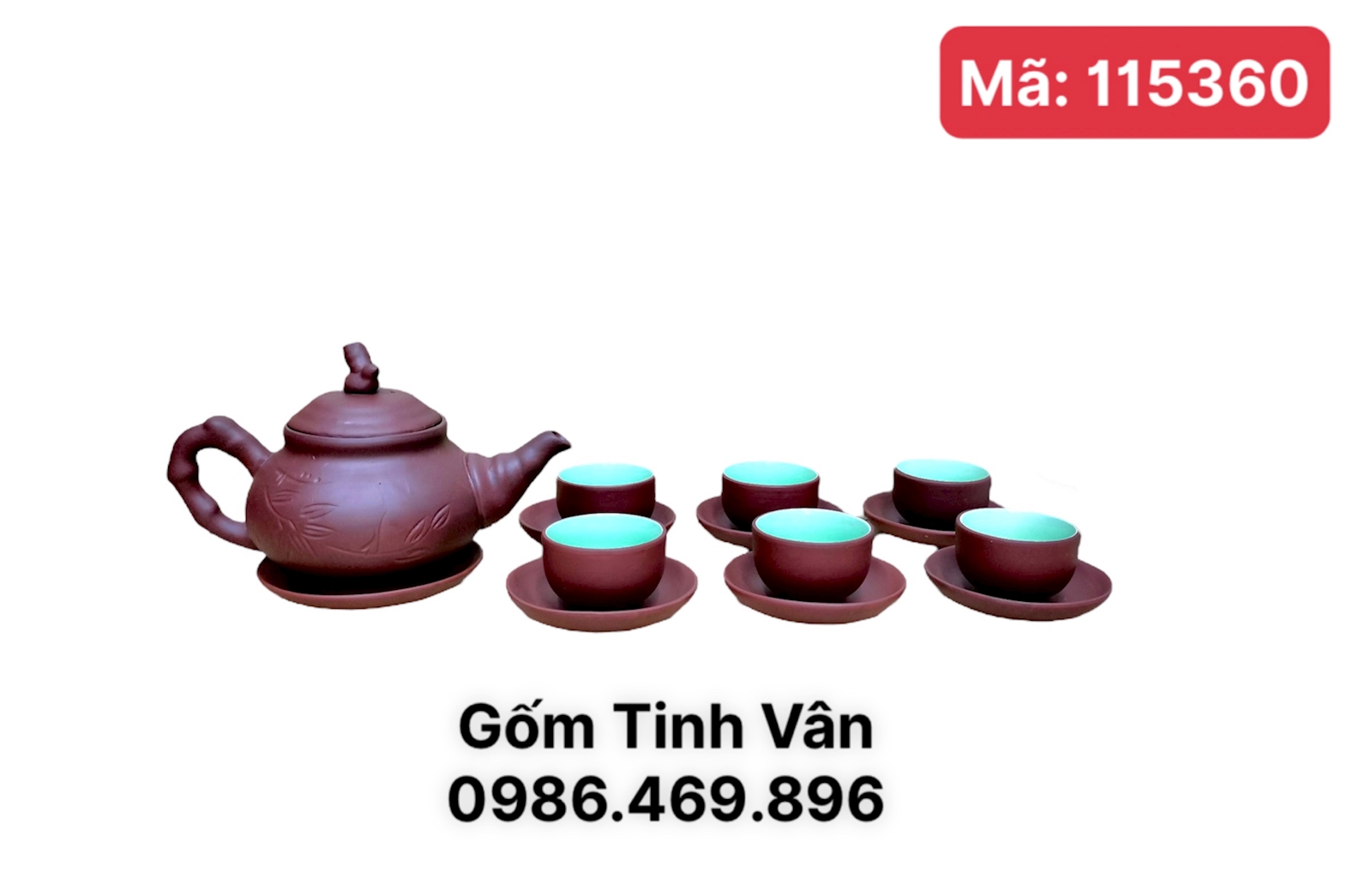 Bộ bình trà gốm tử sa nâu đỏ, mã 115360, khắc cây trúc, 500ml, gốm bát tràng tinh vân
