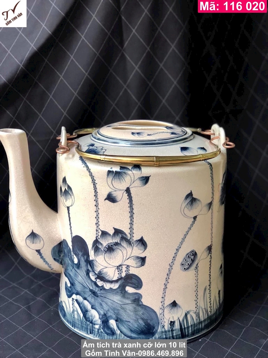 Video tổng hợp 10 mẫu ấm tích trà xanh 10 lit, mã 116020, men rạn cổ, cao 30, ngang 40 cm, hoa văn hoa sen, tứ quý tùng trúc cúc mai, rồng phượng, cảnh sơn thủy hữu tình, hoa dây cổ, gốm sứ bát tràng tinh vân