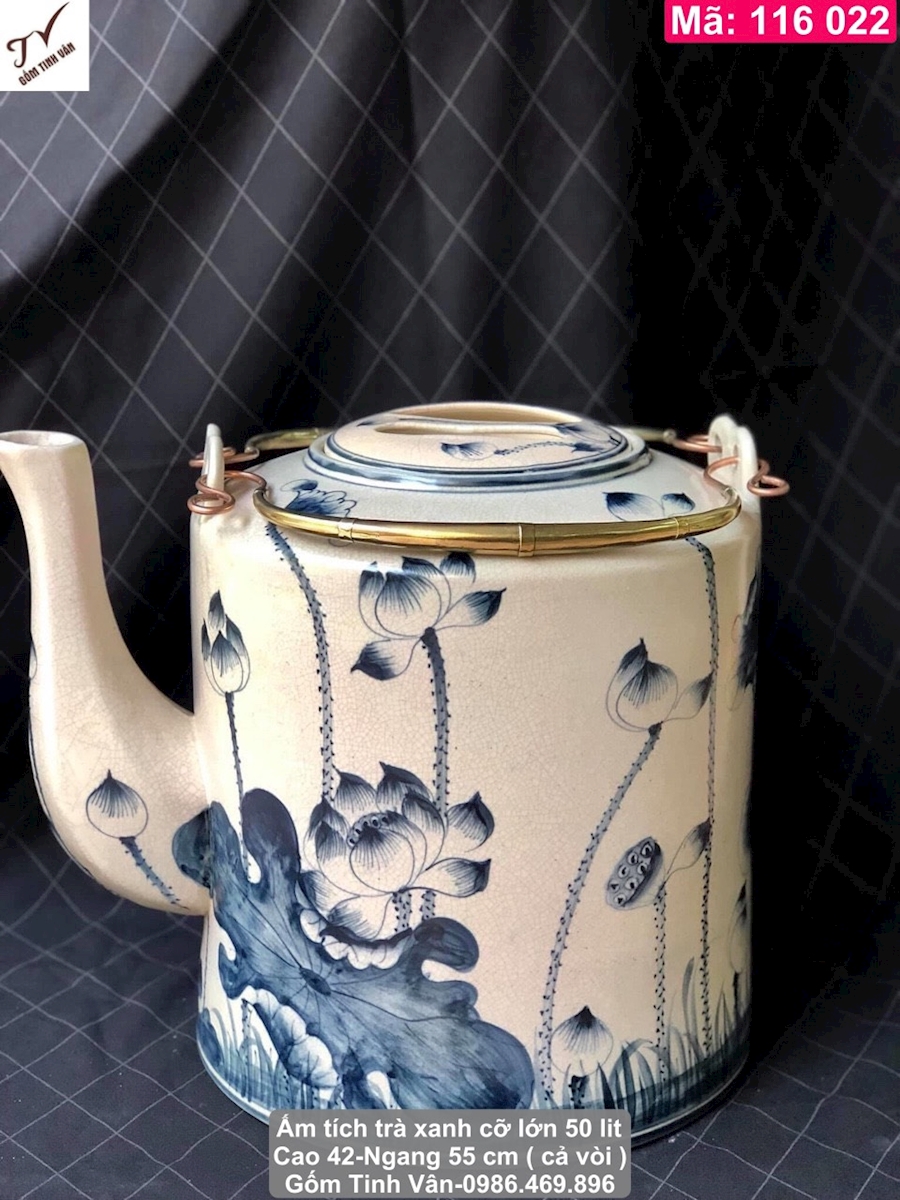 Video tổng hợp 10 mẫu ấm tích trà xanh 50 lit, mã 116022, men rạn cổ, cao 42, ngang 55 cm, hoa văn hoa sen, tứ quý tùng trúc cúc mai, rồng phượng, cảnh sơn thủy hữu tình, hoa dây cổ, gốm sứ bát tràng tinh vân