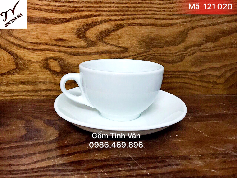 Ly sứ trắng, tách cafe capuchino, 150ml, mã 121020, gốm sứ bát tràng, tinh vân