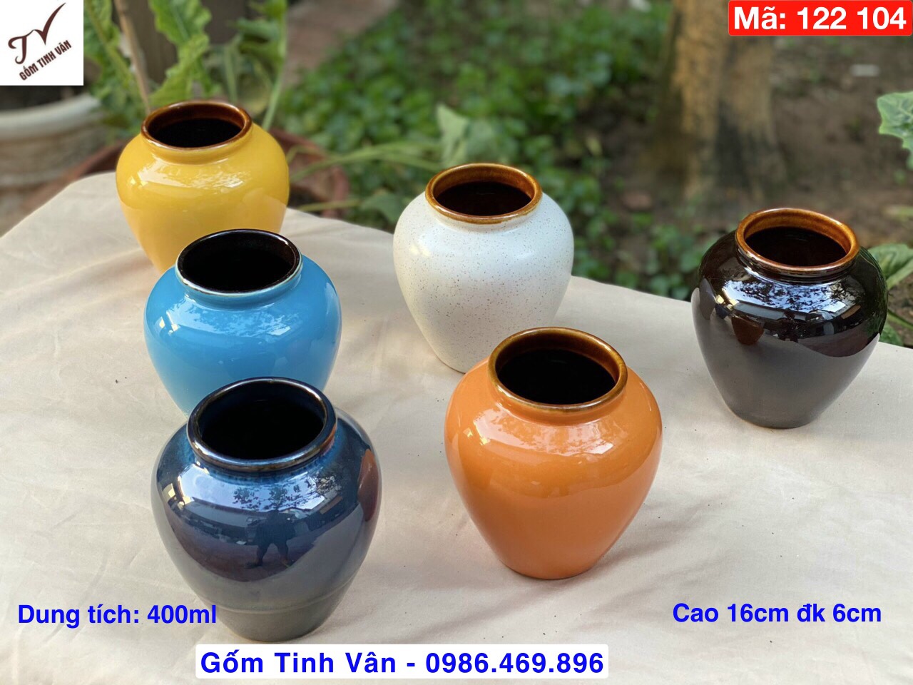 Bia lu, ly trà chanh, trà tắc, mã 122104,  đủ màu sắc, cam, vàng, xanh dương, đỏ, nâu, tím, xám, xanh cốm..., dáng tròn phong cách mới độc đáo, dùng cho quán, dung tích 400ml, cao 11 đk 6 cm, thìa, gốm bát tràng tinh vân