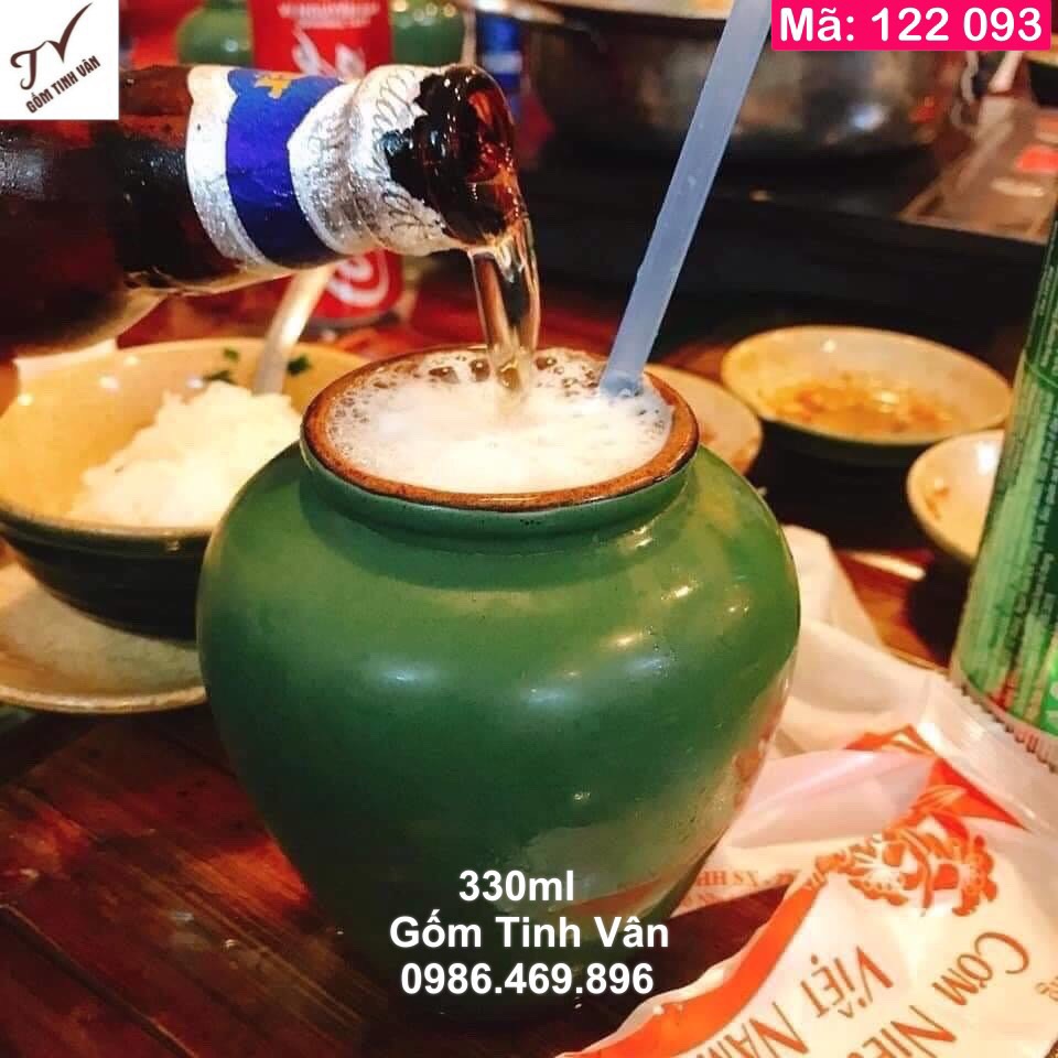 Bia lu, ly trà chanh dáng tròn 330ml, cao 11 cm, mã 122093, vại bia gốm bát tràng