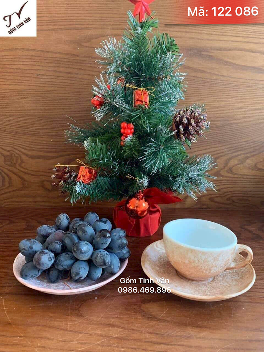 Set ly cafe capuchino và đĩa nho đk 15 cm, mã 122086, men cam đá, dung tích 150ml, gốm bát tràng, tinh vân