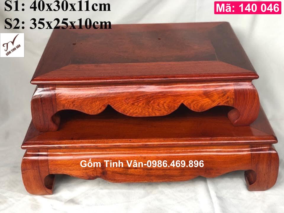 Bàn trà gỗ hương, mã 140046, cỡ 35 x 25 cm, đơn giản, sang trọng, gốm bát tràng tinh vân