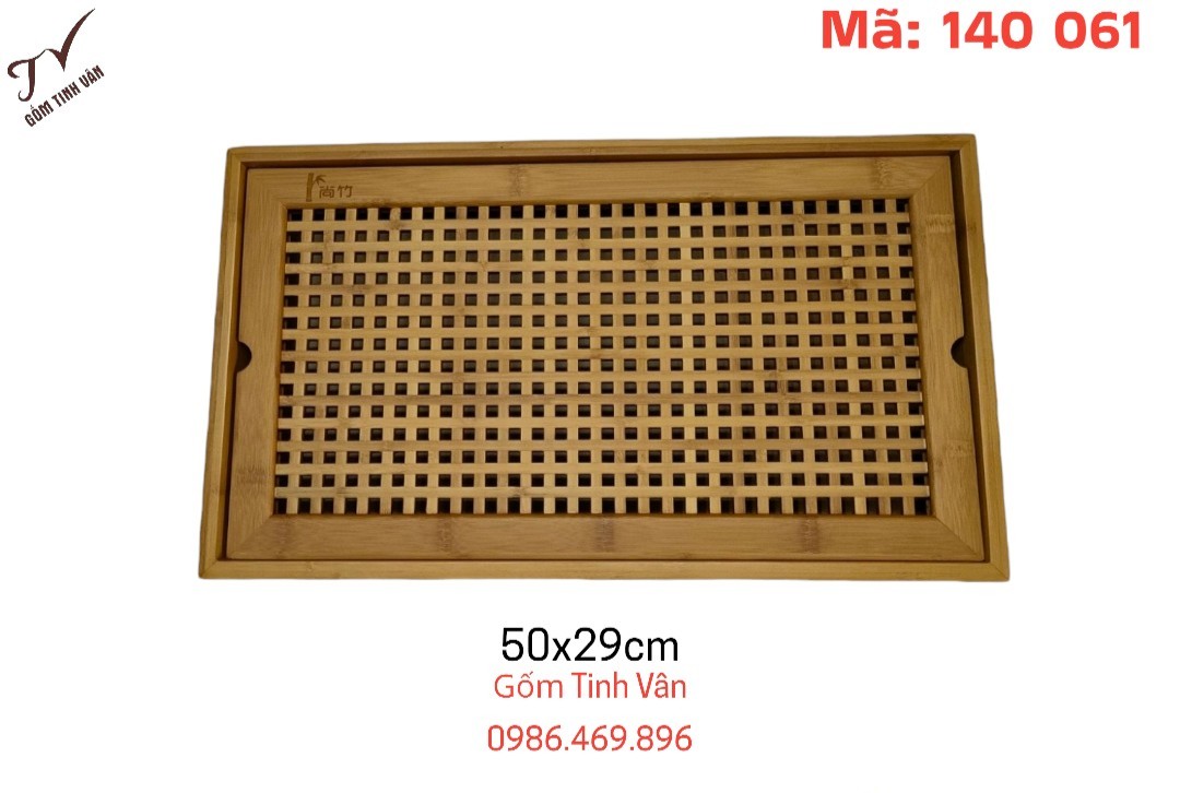 Khay gỗ cao cấp, mã 140061chữ nhật,màu vàng sang trọng ,2 ngăn,sọc caro,để bộ bình trà, ấm chén,đẹp,50x29cm