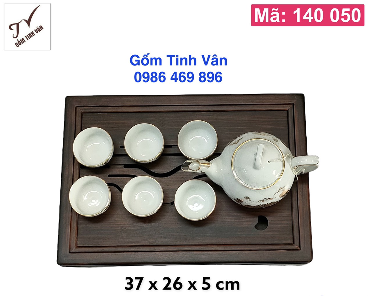 Khay gỗ mun, mã 140050, chữ nhật, đựng bộ bình trà, ấm chén, 2 ngăn, 37x26 cm, khắc hình núi, đẹp, đơn giản