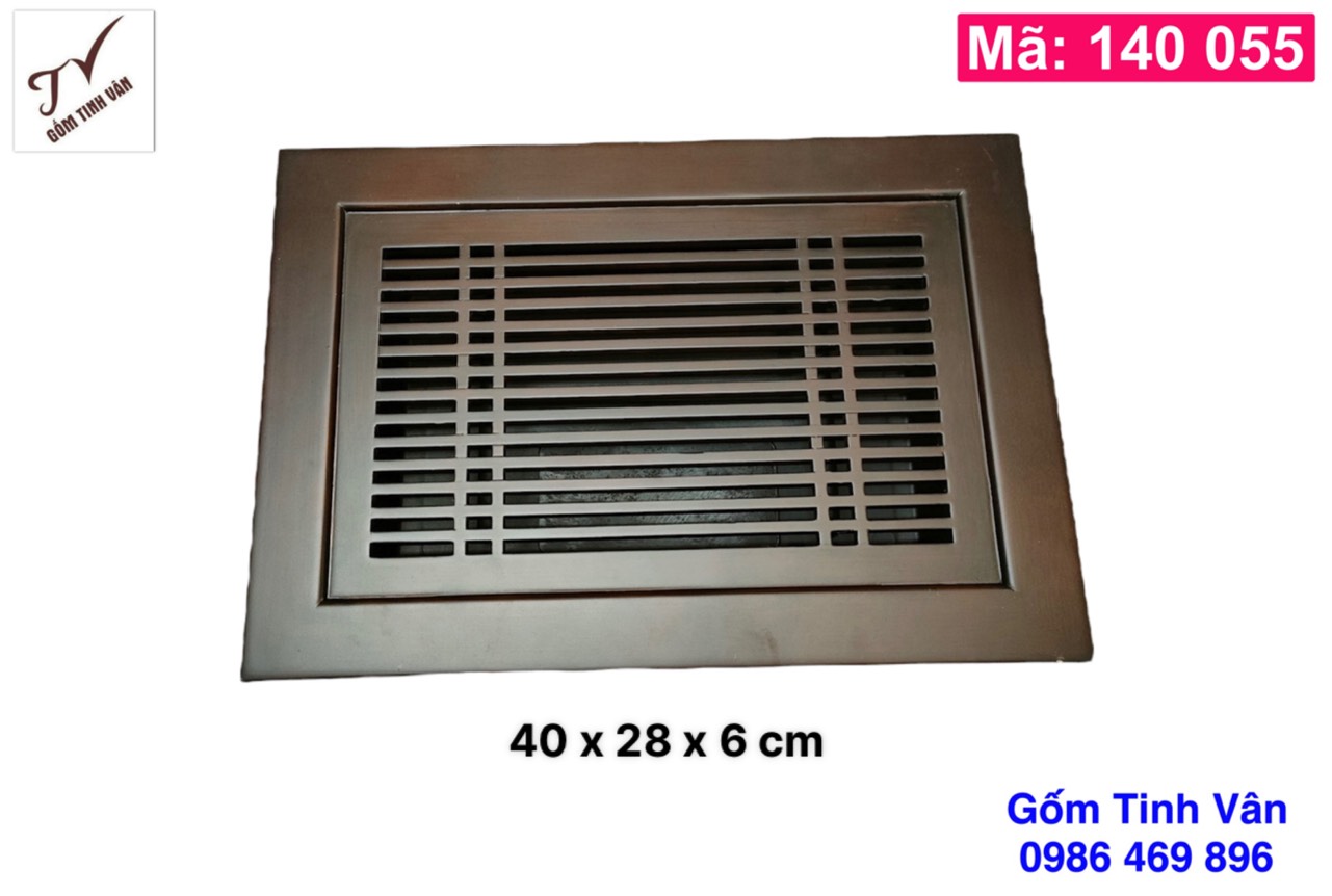 Khay gỗ mun, mã 140055, chữ nhật, nâu đen, bàn gỗ, đựng bộ bình trà, ấm chén, 2 ngăn, đẹp, khắc hoa văn, 40x28 cm