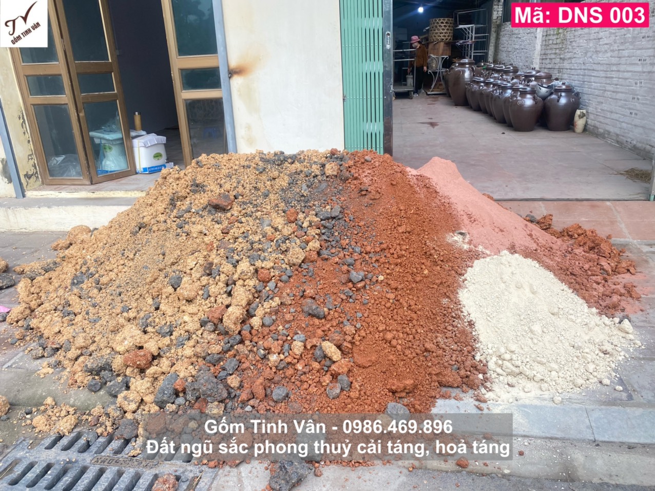 Đất ngũ sắc phong thuỷ, mã DNS003, đất chôn mộ, cải táng, hoả táng, tâm linh, kim mộc thuỷ hoả thổ, gốm tinh vân bát tràng, giá theo kg